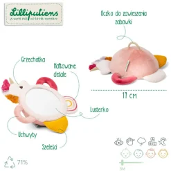 Lilliputiens Aktywizujące wielofunkcyjne lusterko sensoryczne z uchwytami Jednorożec Lena 3m+