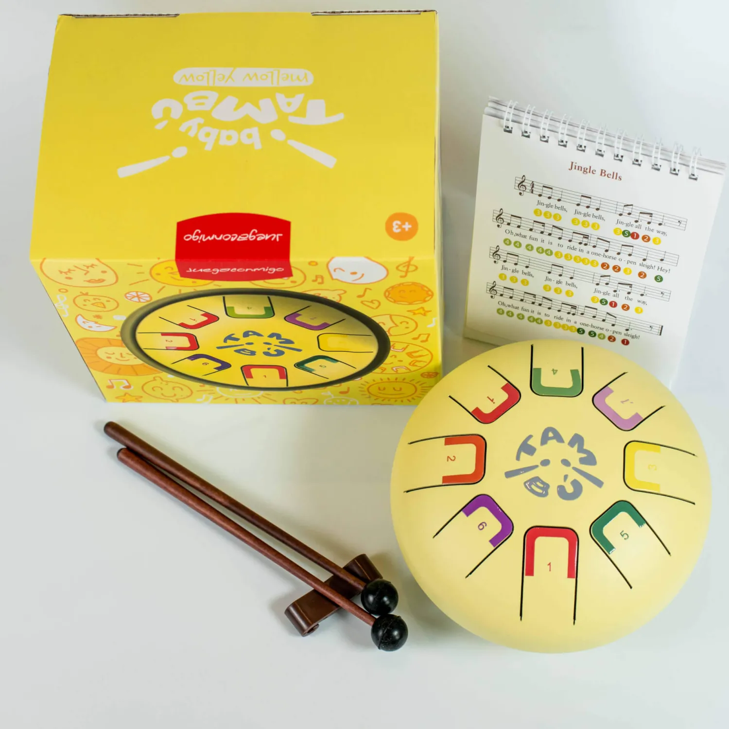 Juegaconmigo Bębenek językowy Baby Tambu śr. 15cm - Mellow Yellow