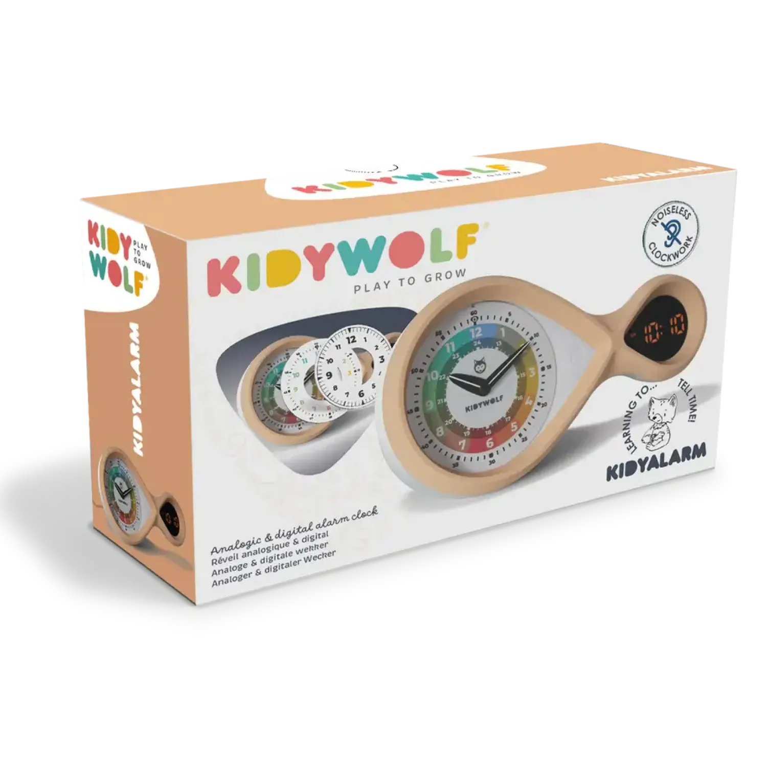 Dzieci Kidywolf Budzik edukacyjny KIDYALARM - melonowy