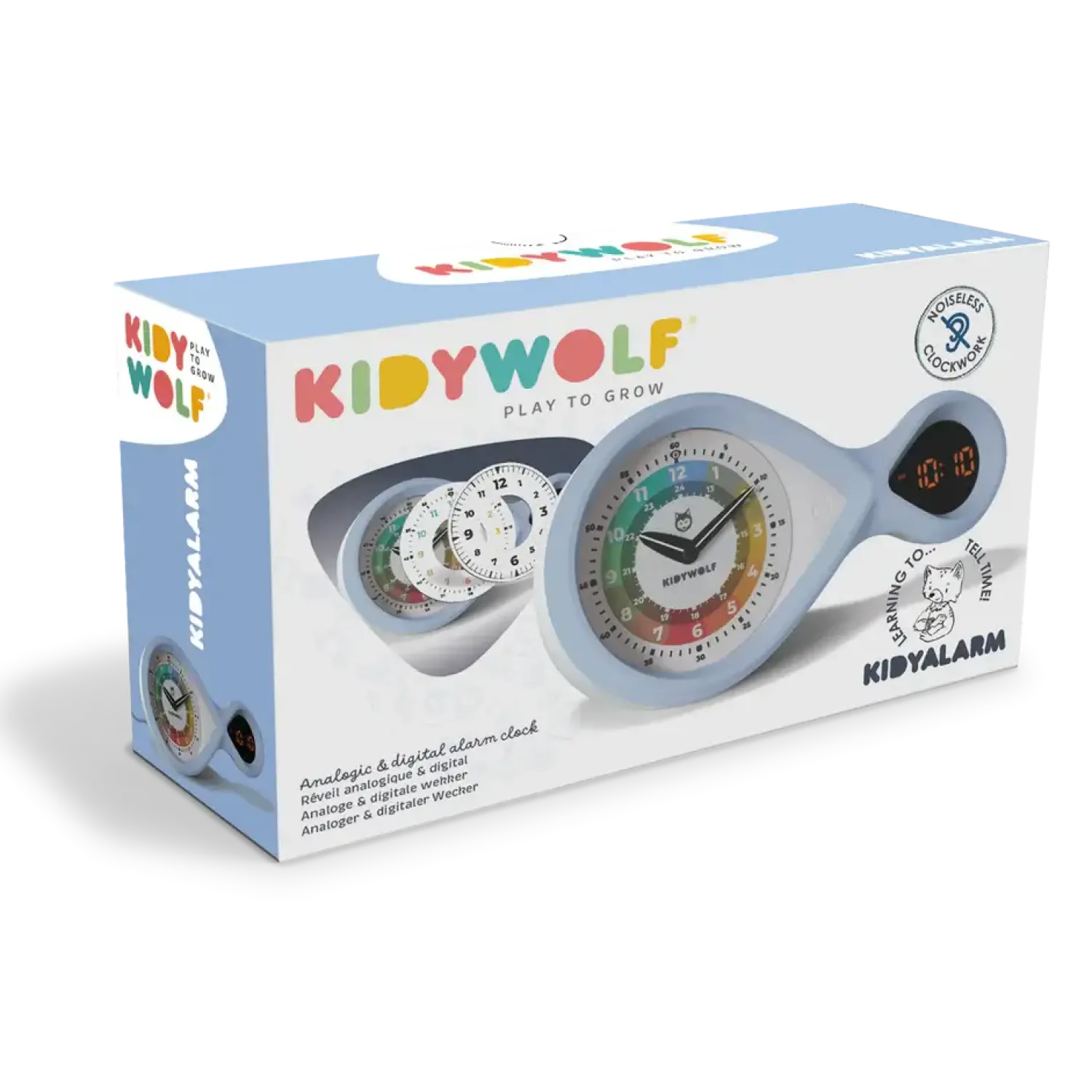 Dzieci Kidywolf Budzik edukacyjny KIDYALARM - niebieski