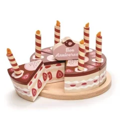 Tender Leaf Toys Czekoladowy, drewniany tort urodzinowy