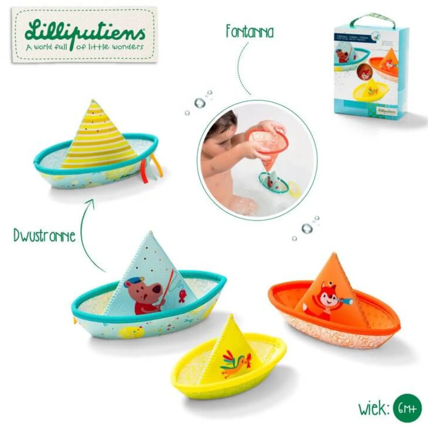 Lilliputiens 3 łódeczki do kąpieli 6 m+