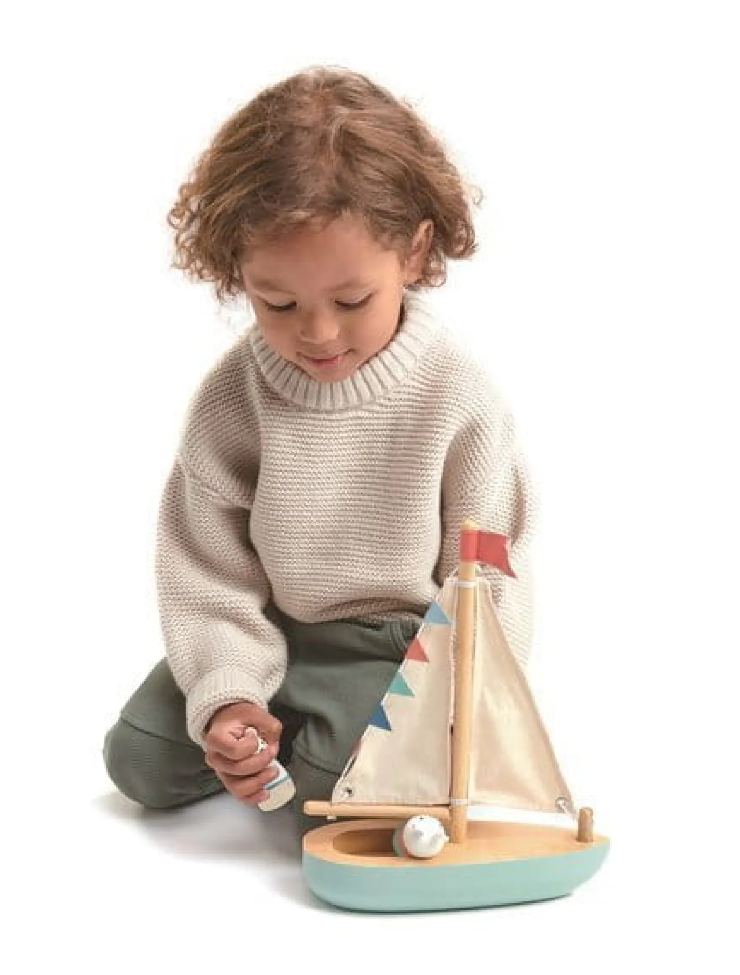 Dzieci Tender Leaf Toys Drewniana żaglówka