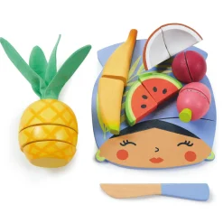 Tender Leaf Toys Drewniana deska z owocami tropikalnymi do krojenia