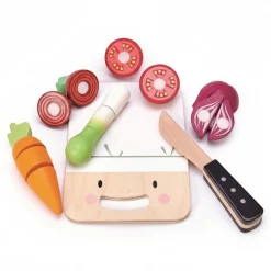 Tender Leaf Toys Drewniana deska z warzywami do krojenia, Mini Chef