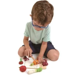 Tender Leaf Toys Drewniana deska z warzywami do krojenia, Mini Chef