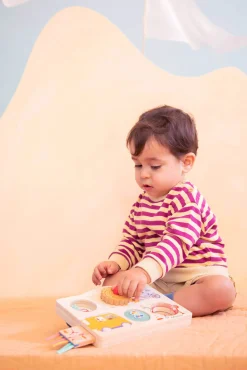 Lilliputiens Drewniana tablica manipulacyjna walizka Pojazdy 12 m+