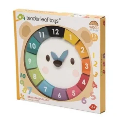 Tender Leaf Toys Drewniana zabawka edukacyjna - Kolorowy zegar Miś