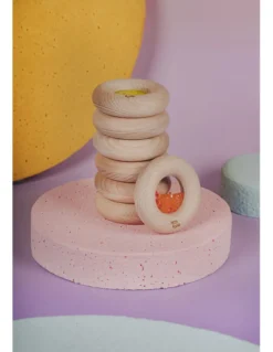 Petit Boum Drewniana zabawka sensoryczna Donut Calm - różowy