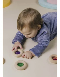 Petit Boum Drewniana zabawka sensoryczna Donut Calm - różowy
