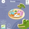 Djeco Drewniane okrągłe puzzle RONDO CROCO
