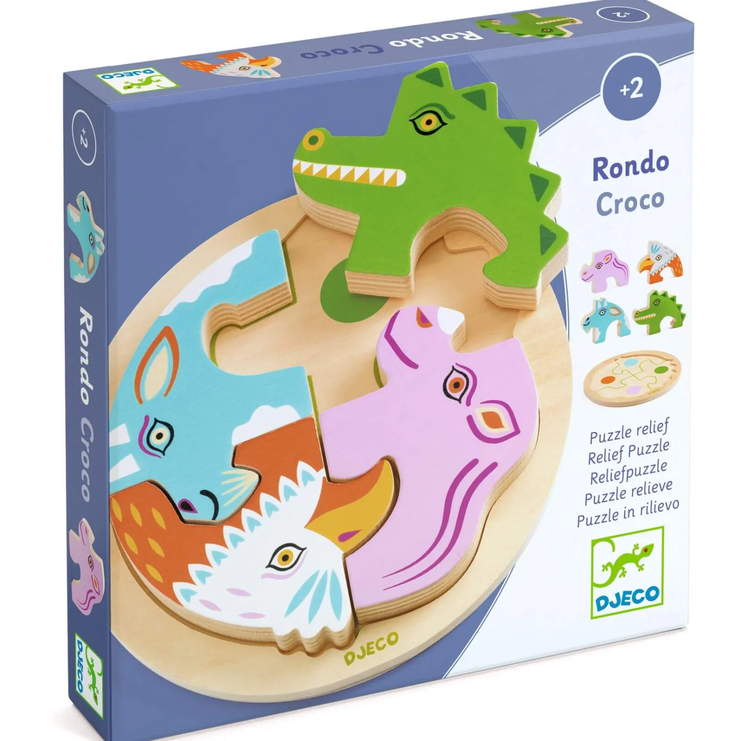 Djeco Drewniane okrągłe puzzle RONDO CROCO