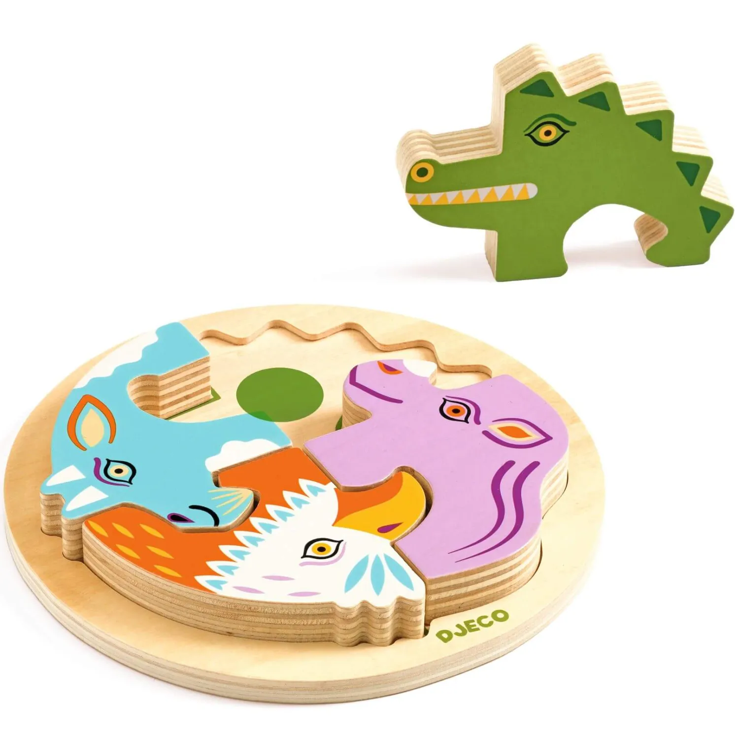 Djeco Drewniane okrągłe puzzle RONDO CROCO