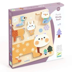 Djeco Drewniane puzzle ZWIERZĄTKA ZIMĄ