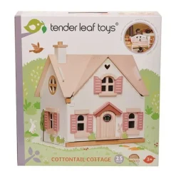 Tender Leaf Toys Drewniany dwupiętrowy domek dla lalek z wyposażeniem