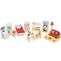 Tender Leaf Toys Drewniany trzypiętrowy domek dla lalek z wyposażeniem - Foxtail Villa