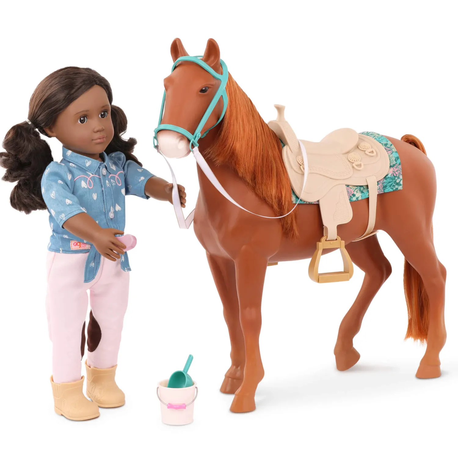 OurGeneration Duży koń dla lalki 46cm – American Saddlebered z akcesoriami