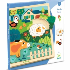 Djeco Edukacyjne puzzle drewniane FARMA