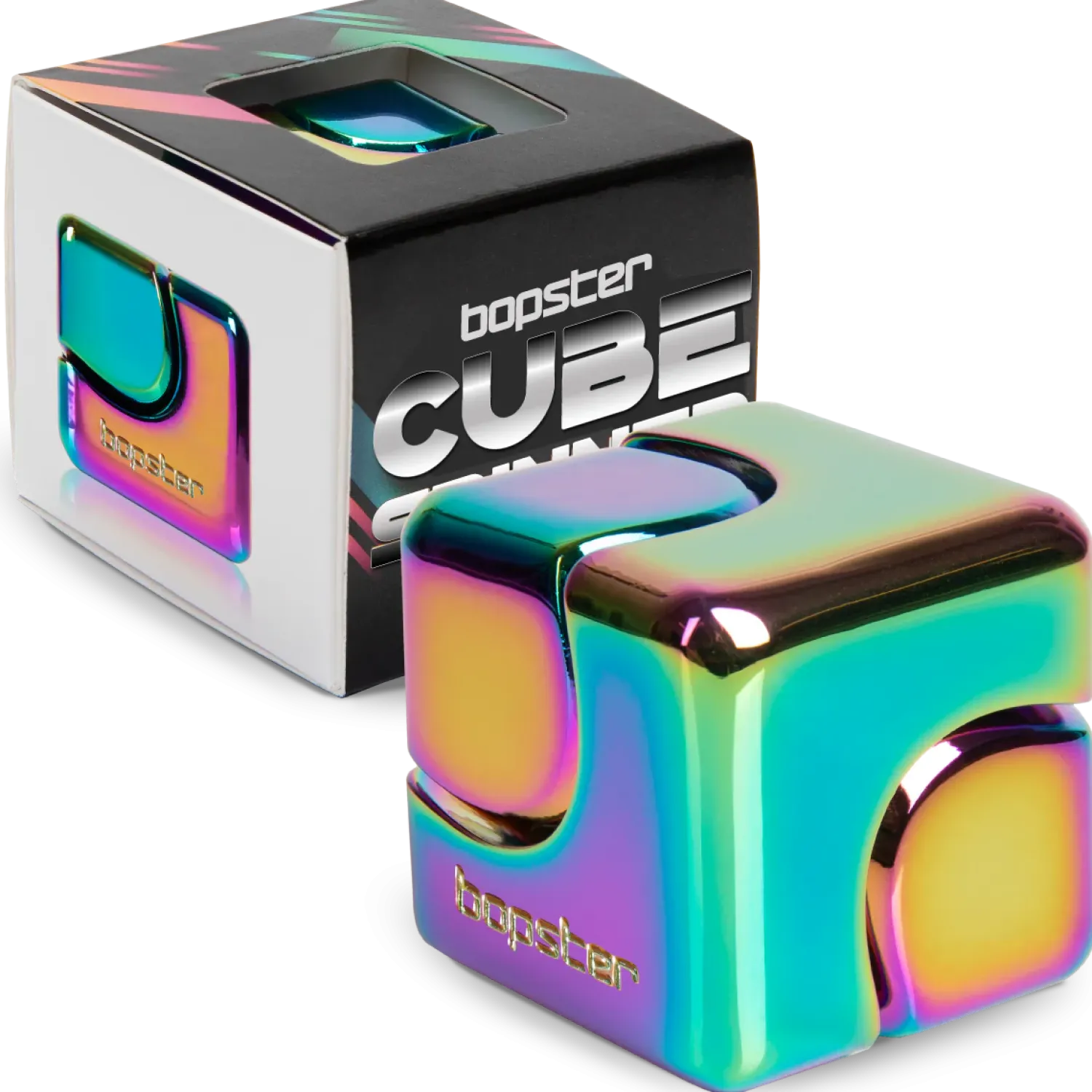 Bopster Fidget Cube Spinner - Wielokolorowy, Metaliczny