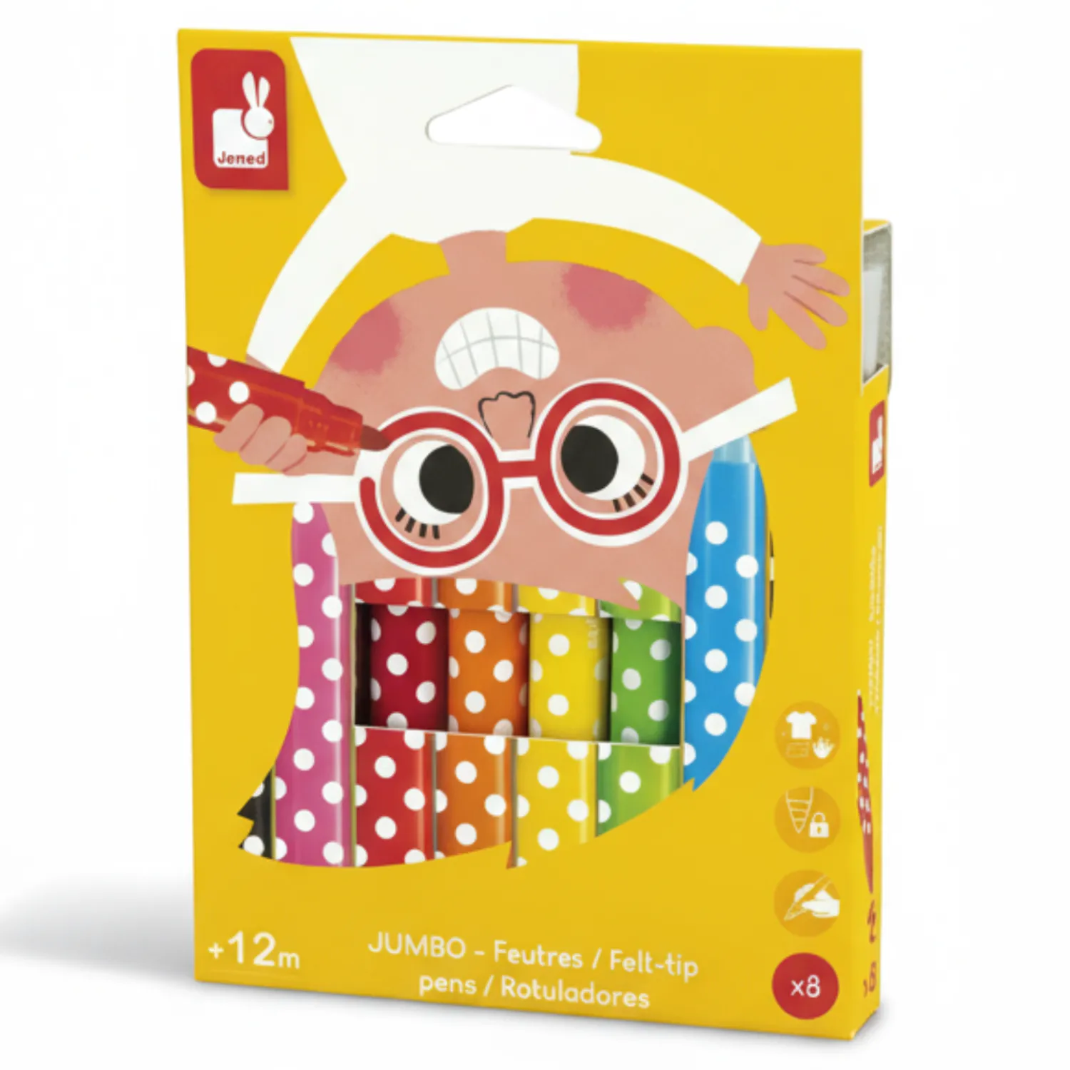 Janod Flamastry Jumbo 8 kolorów 12m+