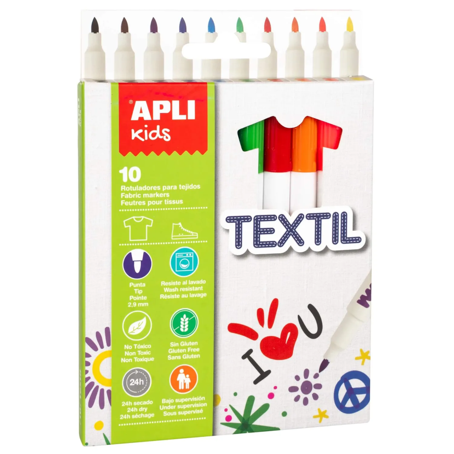 Apli Kids Flamastry tekstylne - 10 kolorów