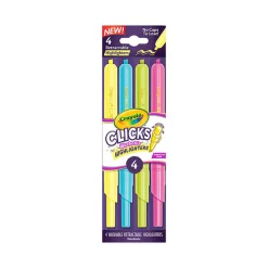 Crayola Flamastry zakreślacze automatyczne zmywalne Clicks 4szt. 8+