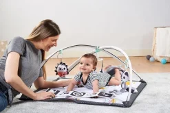 Dzieci Tiny Love Gimnastyka mata edukacyjna dla bobasa z pałąkami - Magiczna Kraina - czarno-biała