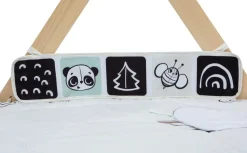 Dzieci Tiny Love Gimnastyka, mata edukacyjna z drewnianym stojakiem Decor Luxe - czarno-biała