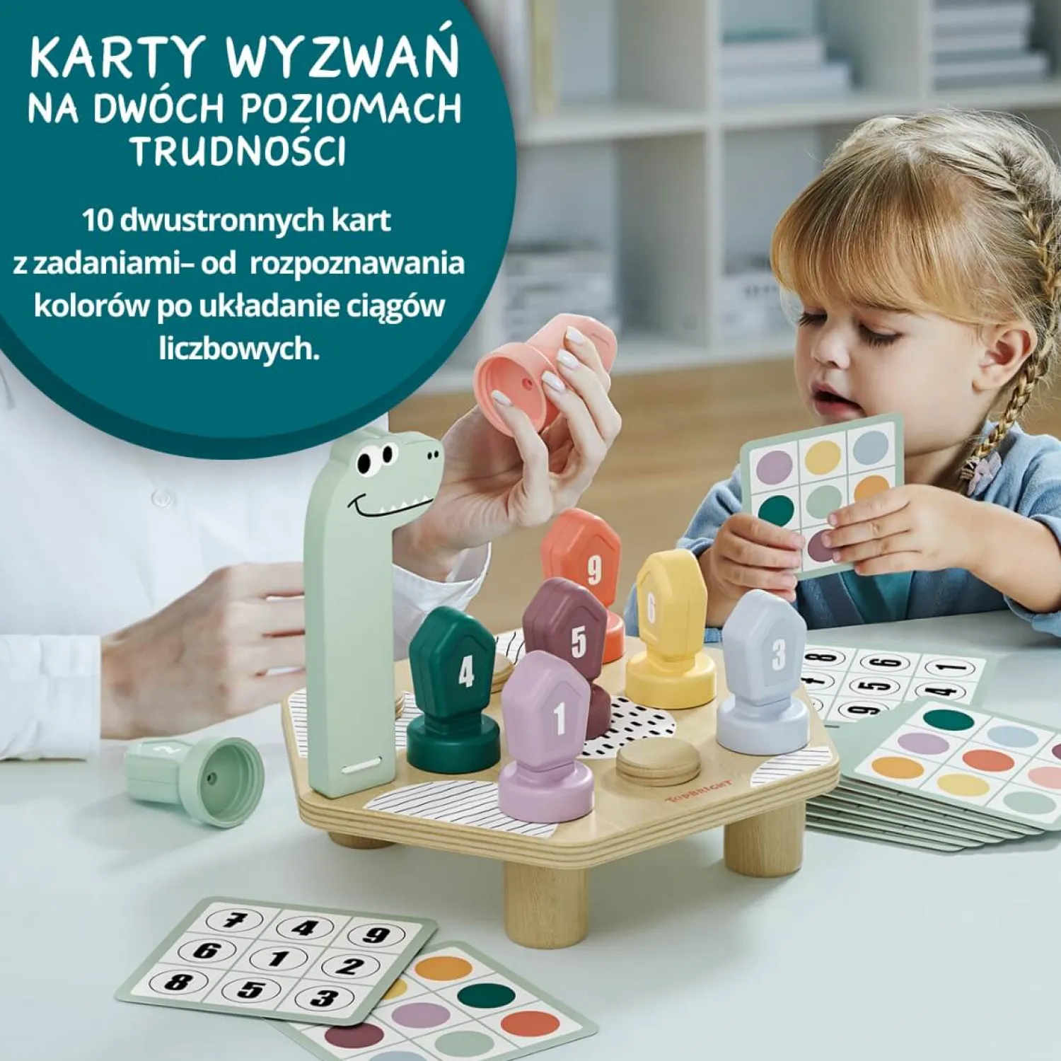 TOPBRIGHT Gra do nauki kolorów i liczb Dino, 36m+