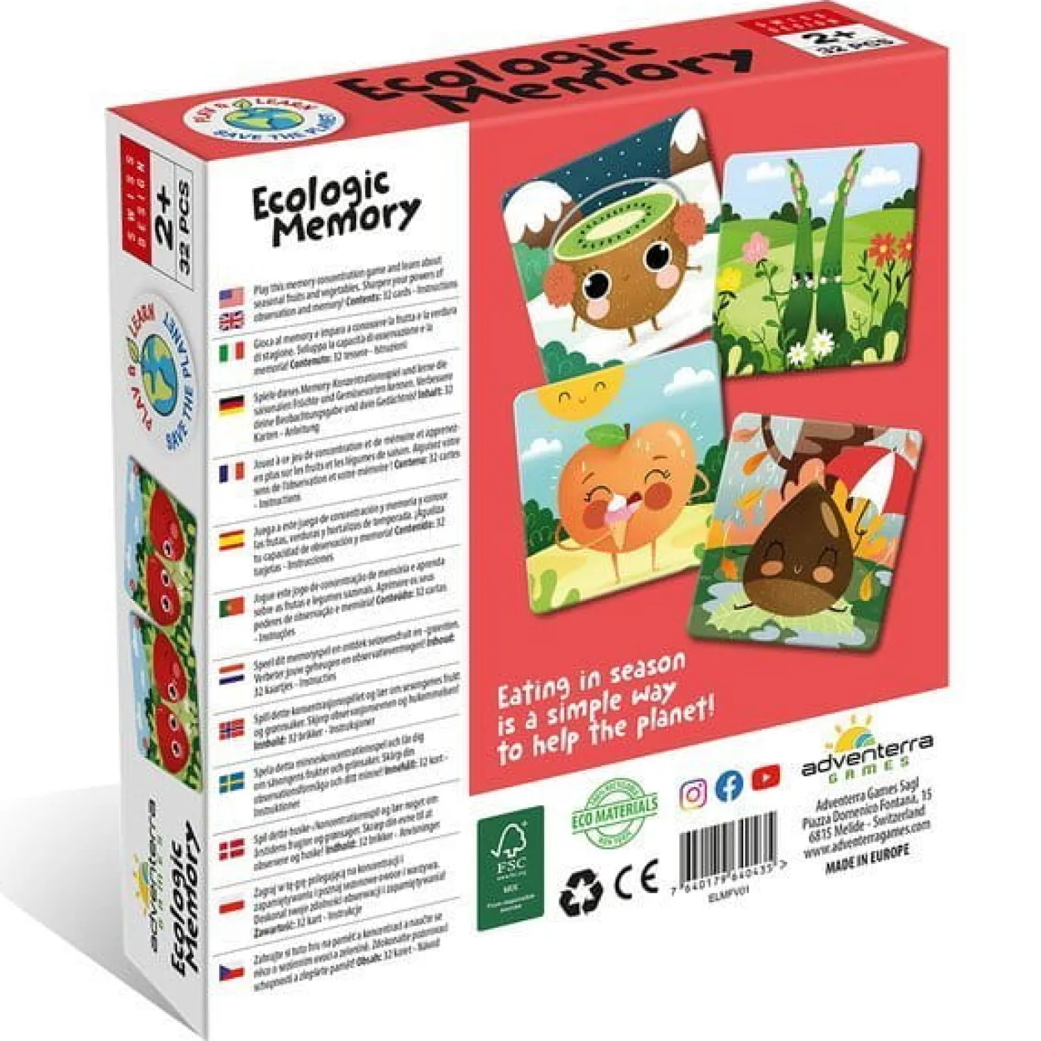 Adventerra Games Gra planszowa memory dla dzieci - Sezonowe owoce i warzywa