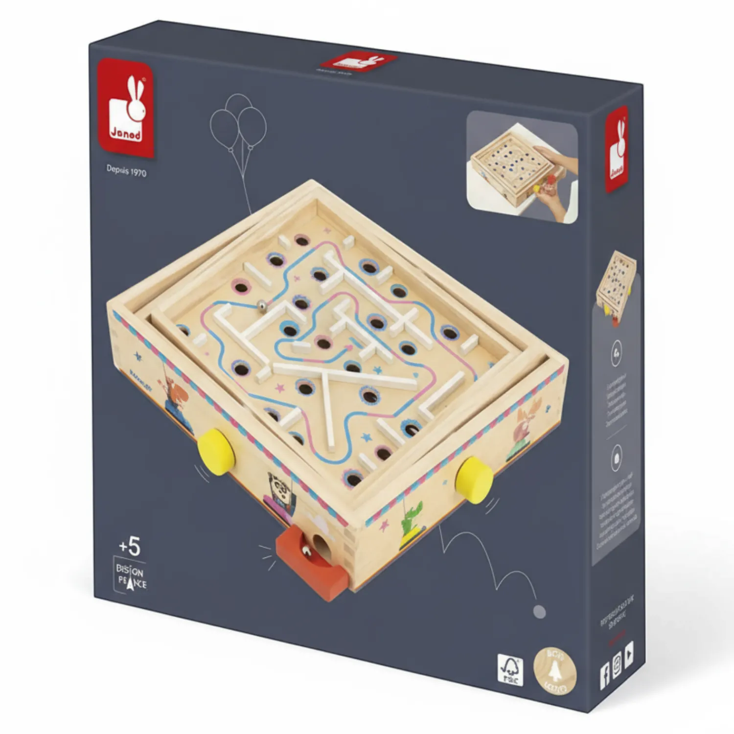 Janod Gra zręcznościowa Labirynt Ball Maze Applepop 5+