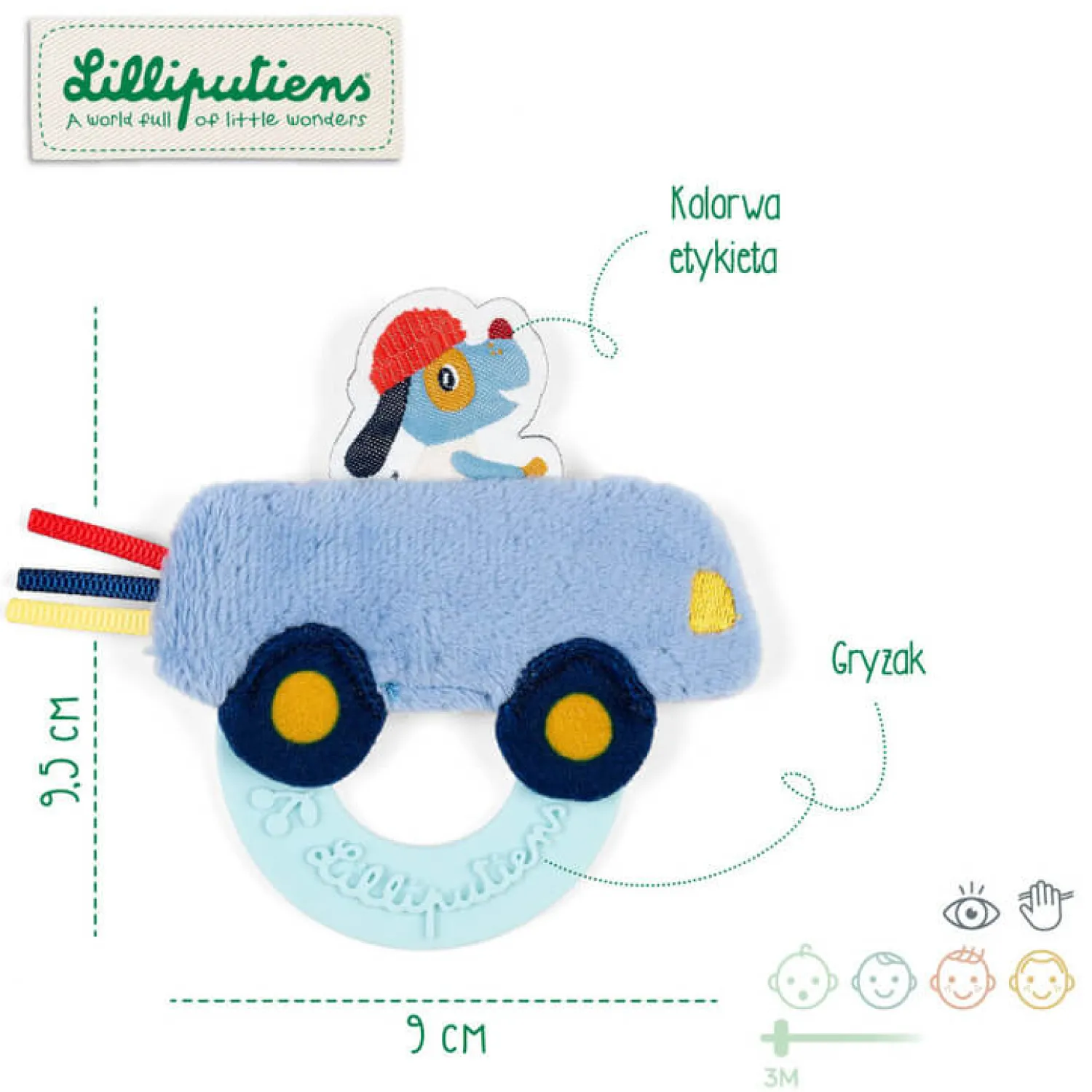 Lilliputiens Gryzak sensoryczny - Auto Piesek Jules 3m+
