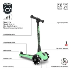 Scootandride Highwaykick 3 LED Hulajnoga składana ze świecącymi kółkami 3+ Kiwi