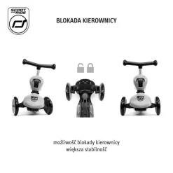 Scootandride Highwaykick1 Push and Go 2w1 Jeździk i hulajnoga z rączką do prowadzenia 1-5 lat Ash