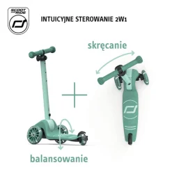 Scootandride Highwaykick 3S Hulajnoga z systemem sterowania 2w1 i kółkami LED składana 3+ Forest