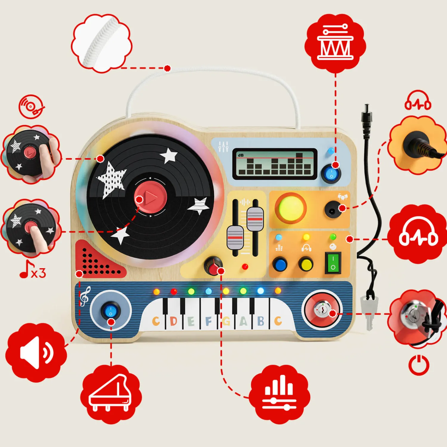TOPBRIGHT Interaktywna tablica muzyczna Mały DJ, 36m+
