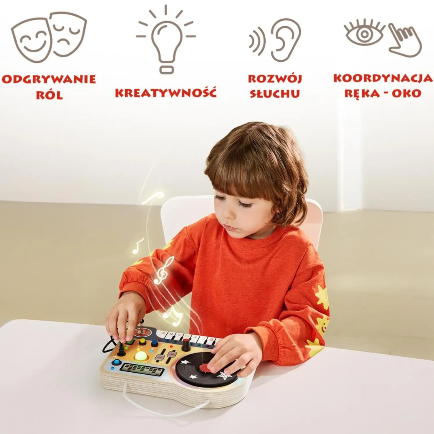 TOPBRIGHT Interaktywna tablica muzyczna Mały DJ, 36m+
