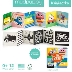 Mudpuppy Kartonowa kontrastowa dwustronna książeczka harmonijka Pojazdy 0+