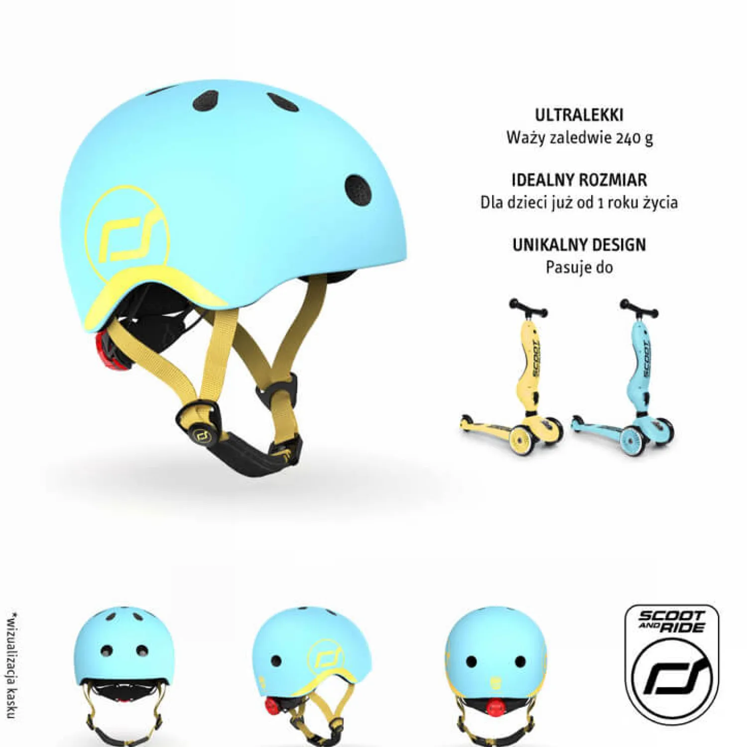 Dzieci Scootandride Kask XXS-S dla dzieci 1rż+ Blueberry