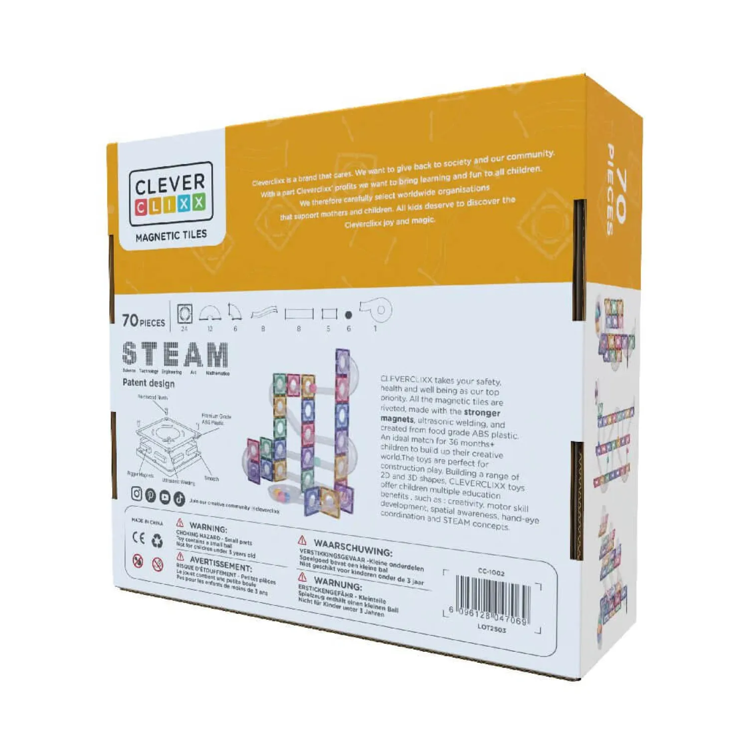 Cleverclixx Klocki magnetyczne Ball Run Creative Pack Pastel - 70 el.