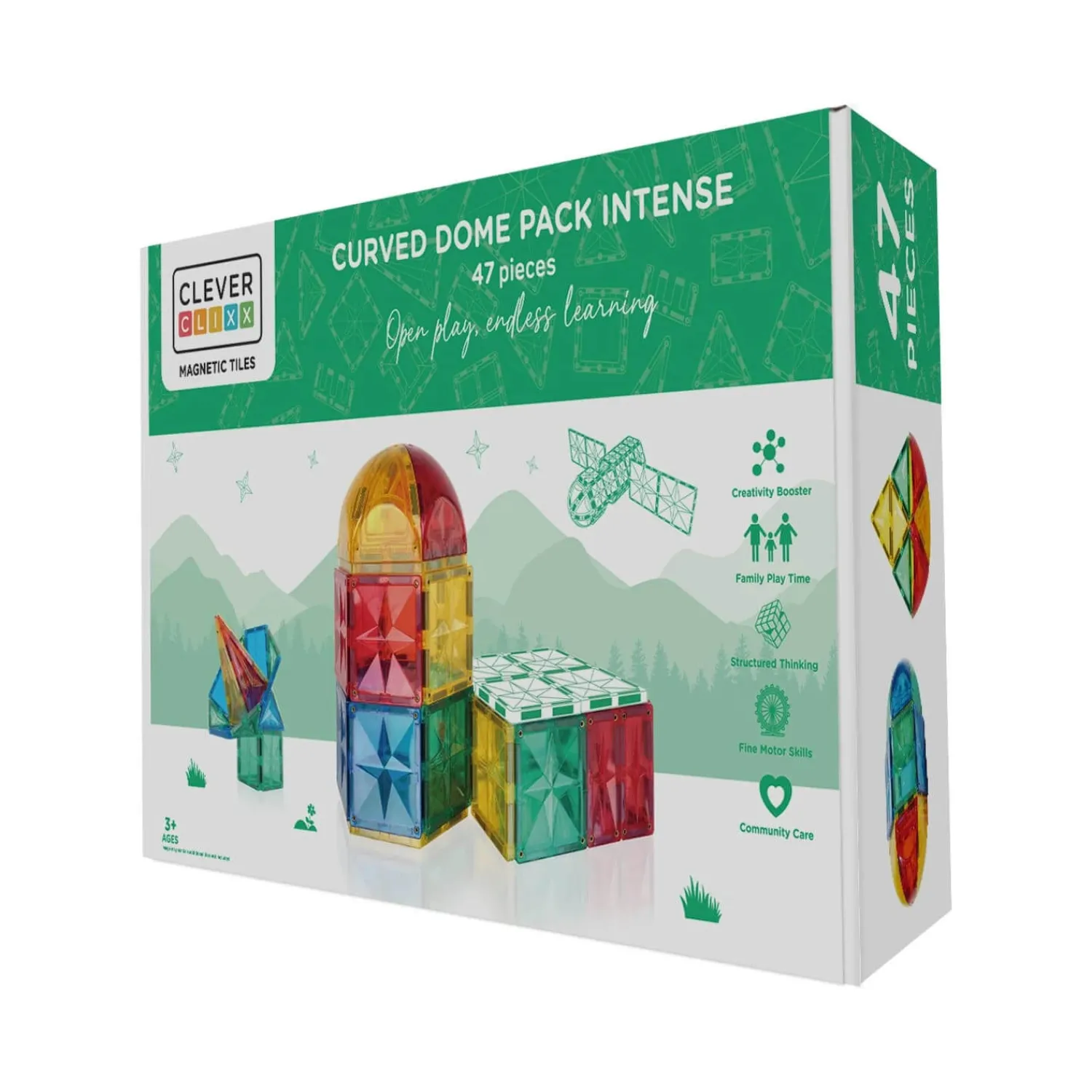Cleverclixx Klocki magnetyczne Curved Dome Pack Intense - 47 el.