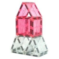 Cleverclixx Klocki magnetyczne Glitter Tiles Pack Transparent & Pink - 16 el.