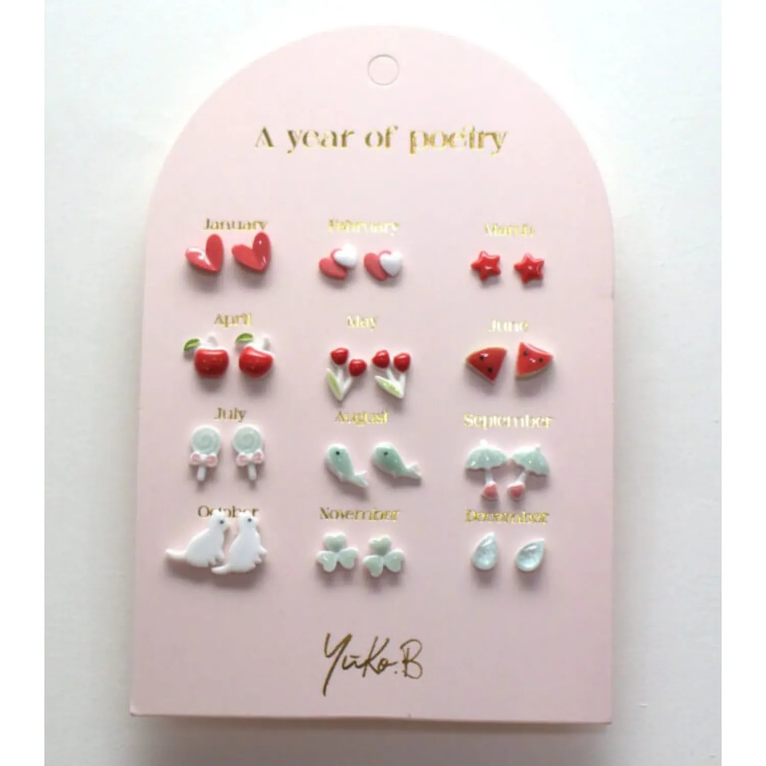 Yuko B. Kolczyki „ROK POEZJI” - Czerwone, 12 par