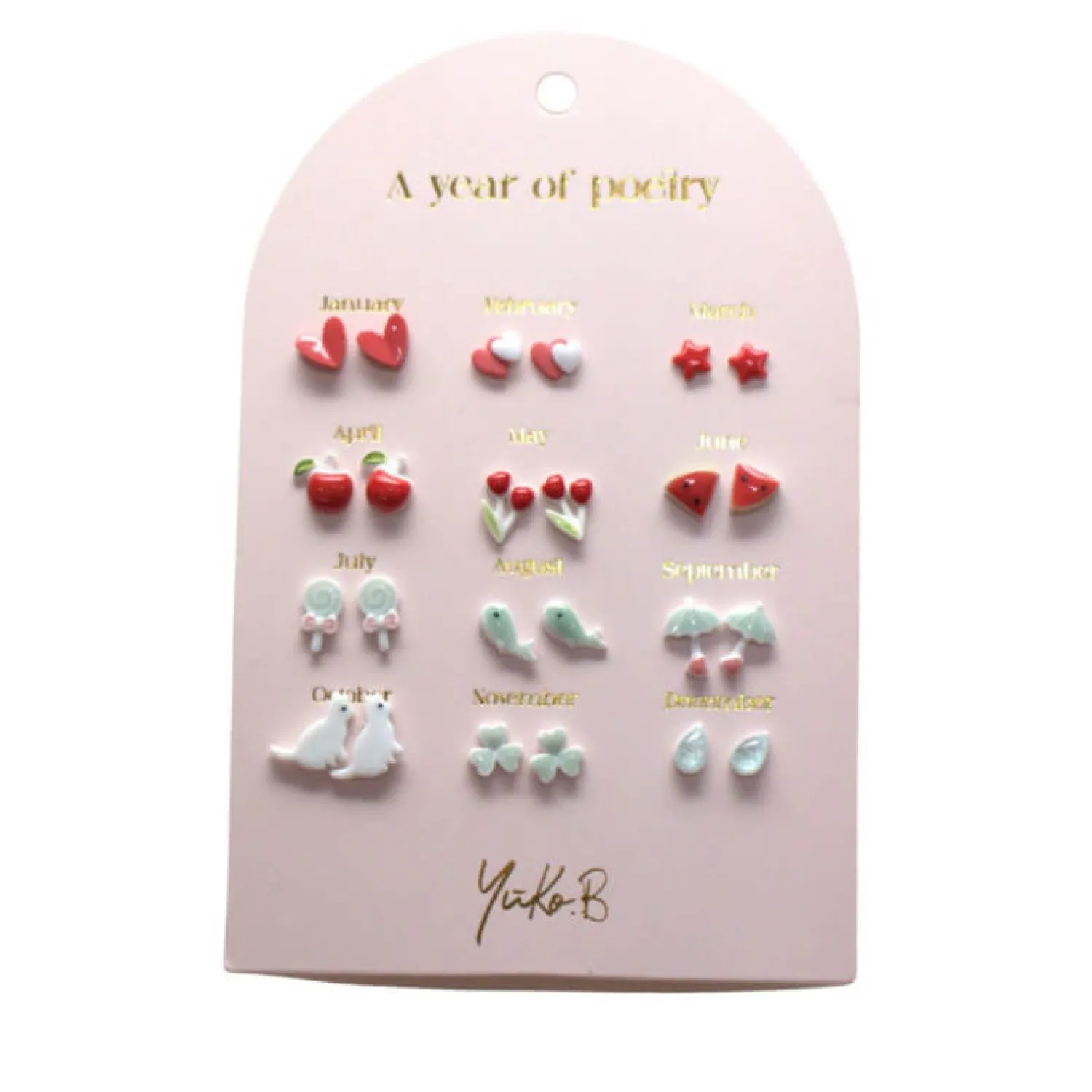 Yuko B. Kolczyki „ROK POEZJI” - Czerwone, 12 par