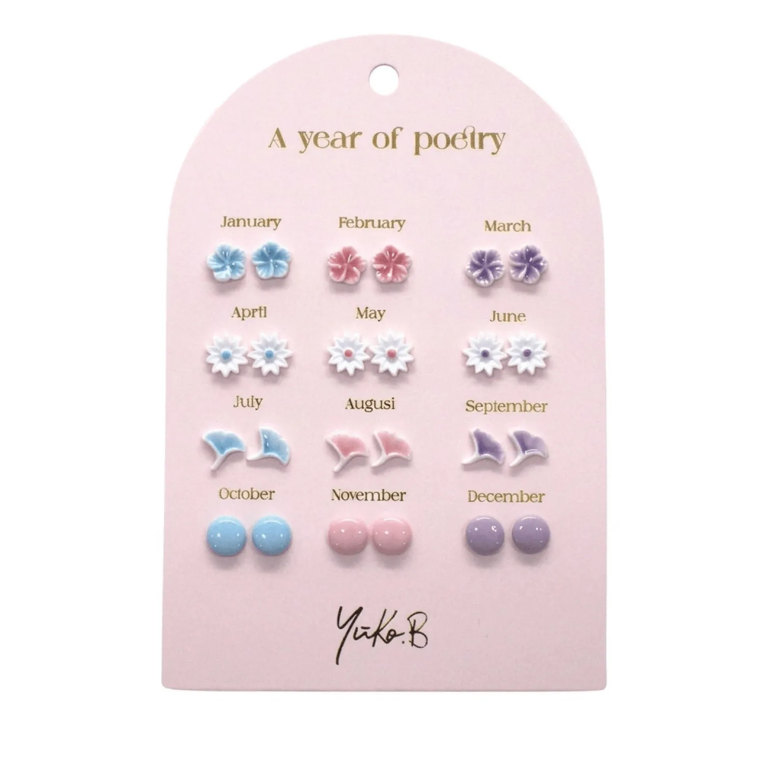Yuko B. Kolczyki „ROK POEZJI” - Pastelowe, 12 par