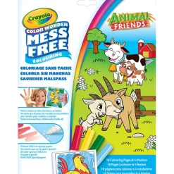 Crayola Kolorowanka dla dzieci i 4 niebrudzące magiczne flamastry Color Wonder Mess Free Animal Friends 3+