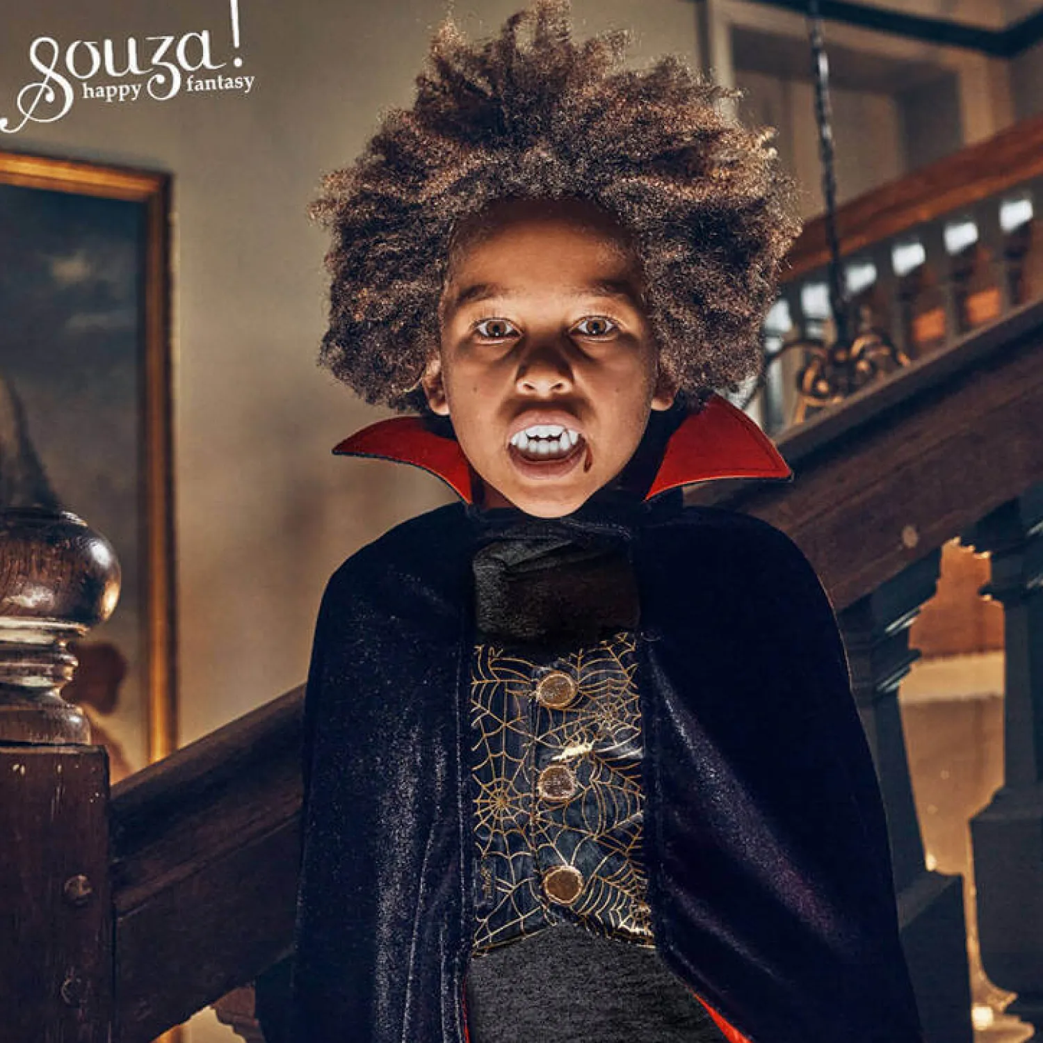 Souza! Kostium peleryna i wampirze zęby Dracula