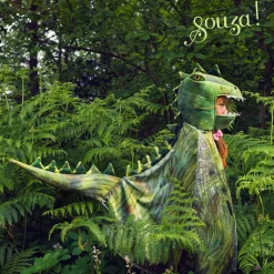 Souza! Kostium peleryna z kapturem - maską zielony dinozaur T-rex, 4-7 lat