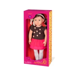 OurGeneration Lalka AVIA 46cm - Brunetka w bluzce z pomponikami