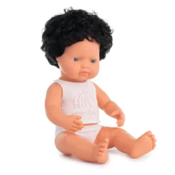 Miniland Lalka chłopiec Europejczyk czarne kręcone włosy 38cm Doll